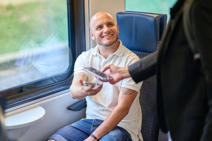 user showing his phone during an inspection