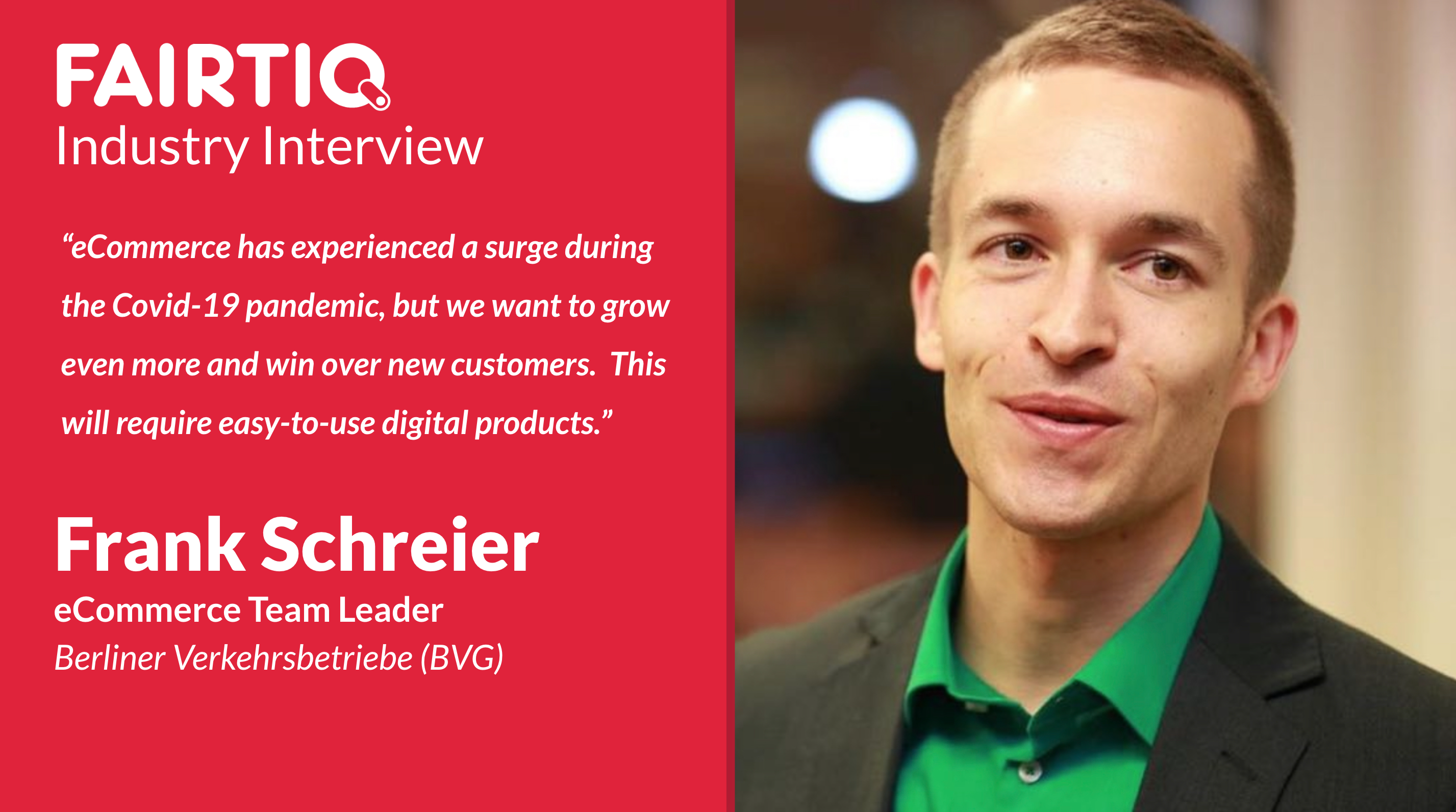 Interview with Frank Schreier, eCommerce team leader at BVG | FAIRTIQ